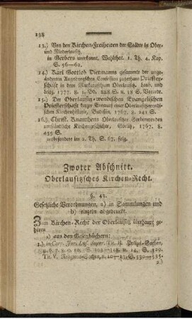 Zwoter Abschnitt. Oberlausitzsches Kirchen-Recht.