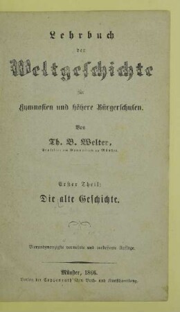 Theil 1: Die Alte Geschichte