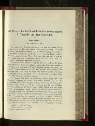Zur Theorie der kapillarelektrischen Erscheinungen. I. Versuche mit Tropfelektroden