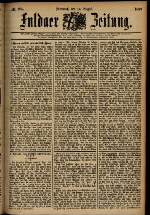 Ausgabe vom Mittwoch, den 14. August 1889.