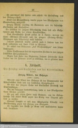 6. Abschnitt. Die Herzöge und Kurfürsten aus der Albertinischen Linie