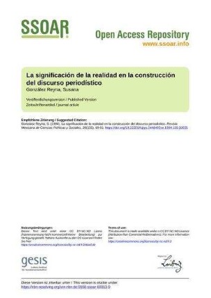 La significación de la realidad en la construcción del discurso periodístico