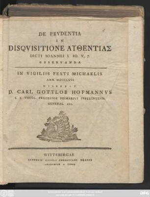 De Prvdentia In Disqvisitione Aythentias Dicti Ioannei I. Io. V, 7. Observanda