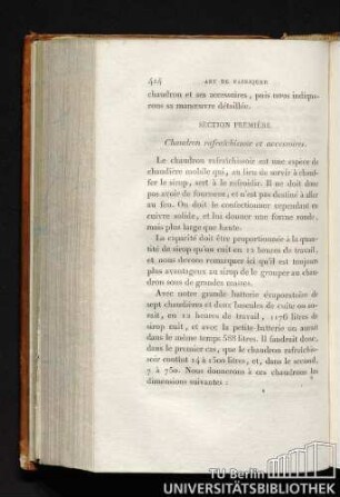 SECTION PREMIÈRE. Chaudron rafraîchissoir et accessoires