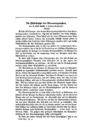 Die Philosophie des Kinematographen : (Schluß)