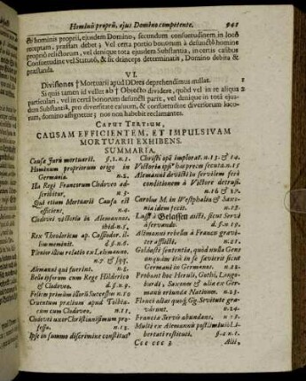 Caput Tertium, Causam Efficientem, Et Impulsivam Mortuarii Exhibens.
