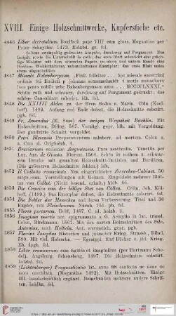 XVIII.Einige Holzschnittwerke, Kupferstiche etc. (Nr. 4846 - 4930)
