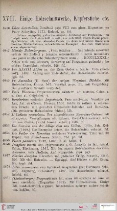 XVIII.Einige Holzschnittwerke, Kupferstiche etc. (Nr. 4846 - 4930)