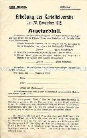 Formular zur Erfassung von Kartoffelvorräten (blanko)