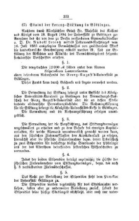 Statut der Lorenz-Stiftung in Göttingen : [II. Universitäten, Akademien, etc.]