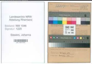 Entnazifizierung Johanna Siewers , geb. 23.12.1889 (Lehrerin)
