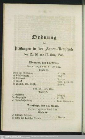 Ordnung der Prüfungen in der Annen-Realschule