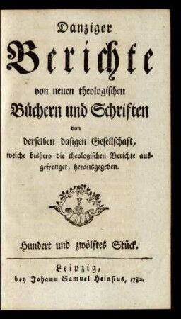 Hundert und zwölftes Stück
