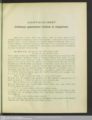 Ovidianae quaetiones criticae et exegeticae