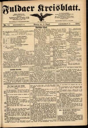 Ausgabe vom Montag, den 10. August 1903.