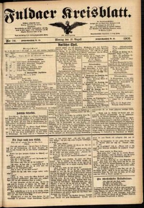 Ausgabe vom Montag, den 10. August 1903.