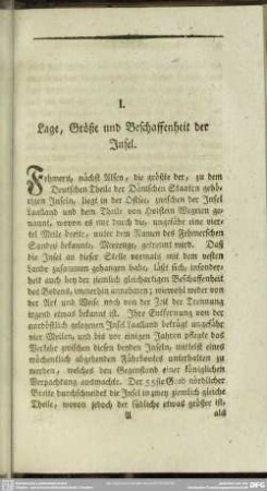 I. Lage, Größe und Beschaffenheit der Insel