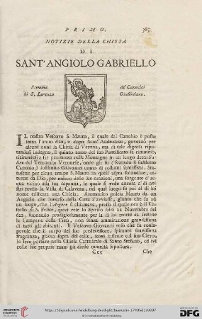 Della Chiesa di Sant' Angiolo Gabriello
