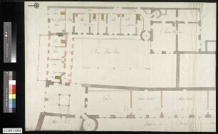 Grundriss des zweiten Obergeschosses ("Zweyte Etage") des Südflügels um den kleinen Schlosshof
