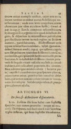 Articulus VI. De fine [et] definitione disputatoris.