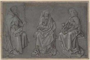 Drei sitzende Apostel: Thomas, Simon, Johannes