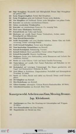 Kunstgewerbl. Arbeiten aus Zinn, Messing, Bronze. Jap. Kleinkunst (Nr. 321-490)