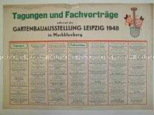 Maueranschlag mit Programm der Gartenbauausstellung Leipzig in Markkleeberg