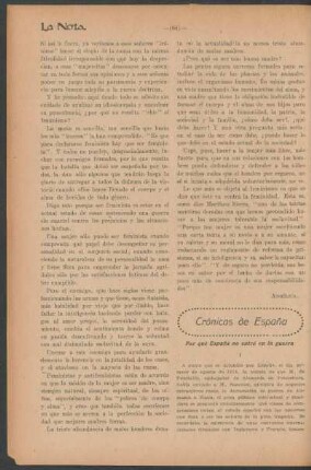 Crónicas de España : Por qué España no entró en la guerra