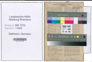 Entnazifizierung Hermann Dettmann , geb. 06.06.1891 (Beamter)