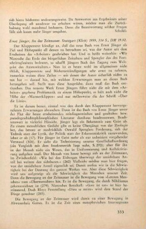 333-334 [Rezension] Jünger, Ernst, An der Zeitmauer