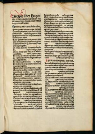 Incipit liber Hugonis de sacramentis ad sedundam eruditionem sacri eloquii quod est fundamentum scientie.