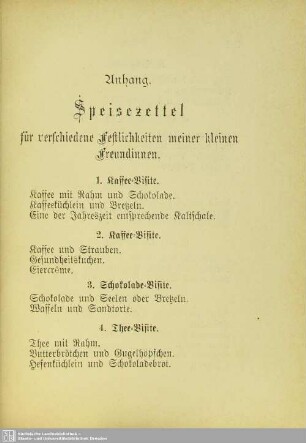 Anhang. Speisezettel
