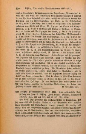 330-331 [Rezension] Kissling, Johannes B., Der deutsche Protestantismus 1817 - 1917