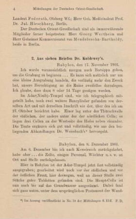 2. Aus sieben Briefen Dr. Koldewey's