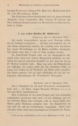 2. Aus sieben Briefen Dr. Koldewey's
