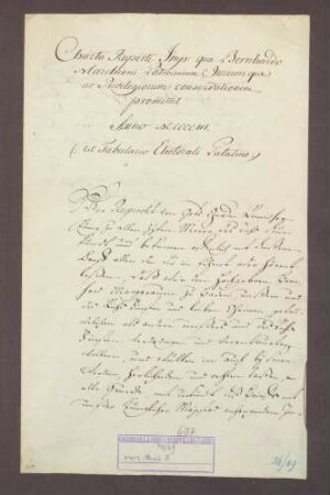 Gnadenbrief von König Ruprecht für Markgraf Bernhard I. von Baden, seinen Oheim, womit er diesen, bei allen seinen Herrlichkeiten und Rechten zu belassen verspricht