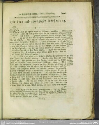 Die drey und zwanzigste Abtheilung