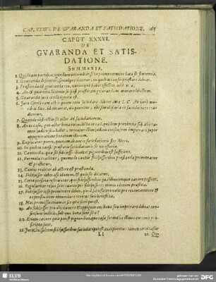 Caput XXXVI. De Guaranda Et Satisdatione