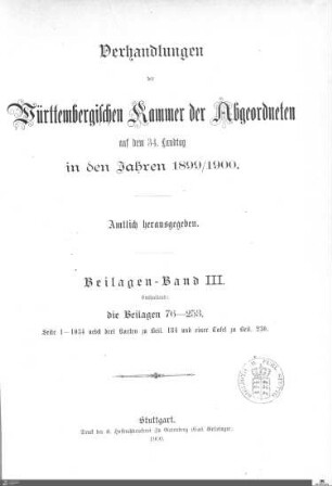 2,95: Landtag Württemberg - Kammer 2, Beilagen 1899-1900, Bd. 3