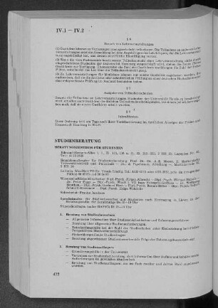 IV.2 Studienberatung