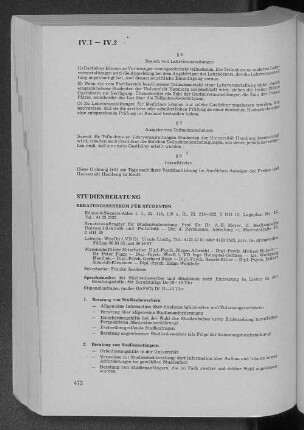 IV.2 Studienberatung