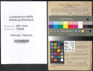Entnazifizierung Heinrich Wimmer , geb. 17.01.1890 (Postbeamter)