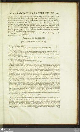 Additions & Corrections pour le Tome second de cet Ouvrage