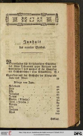 Innhalt des neunten Bandes
