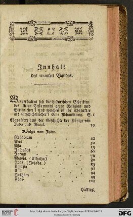 Innhalt des neunten Bandes