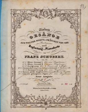 Sieben Gesänge : aus Walter Scotts Fräulein vom See ; in Musik gesetzt mit Begleitung des Pianoforte ; op. 52, 5. Norman's Gesang : für 1 Singstimme ; [D 846]