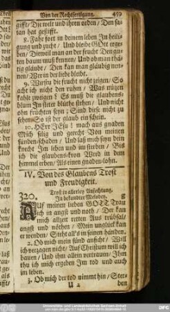 IV. Von des Glaubens Trost und Freudigkeit.