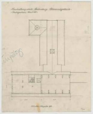 Fischer, Theodor; Lindenberg / Allgäu (Bayern); Haushaltungsschule mit Ökonomiegebäude und Kapelle - Grundriss DG