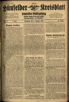 Erste Ausgabe vom Mittwoch, den 06. Februar 1935.