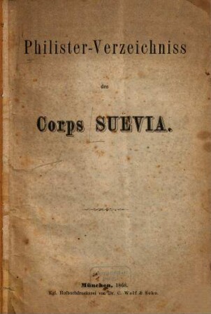 Philister-Verzeichniss des Corps Suevia